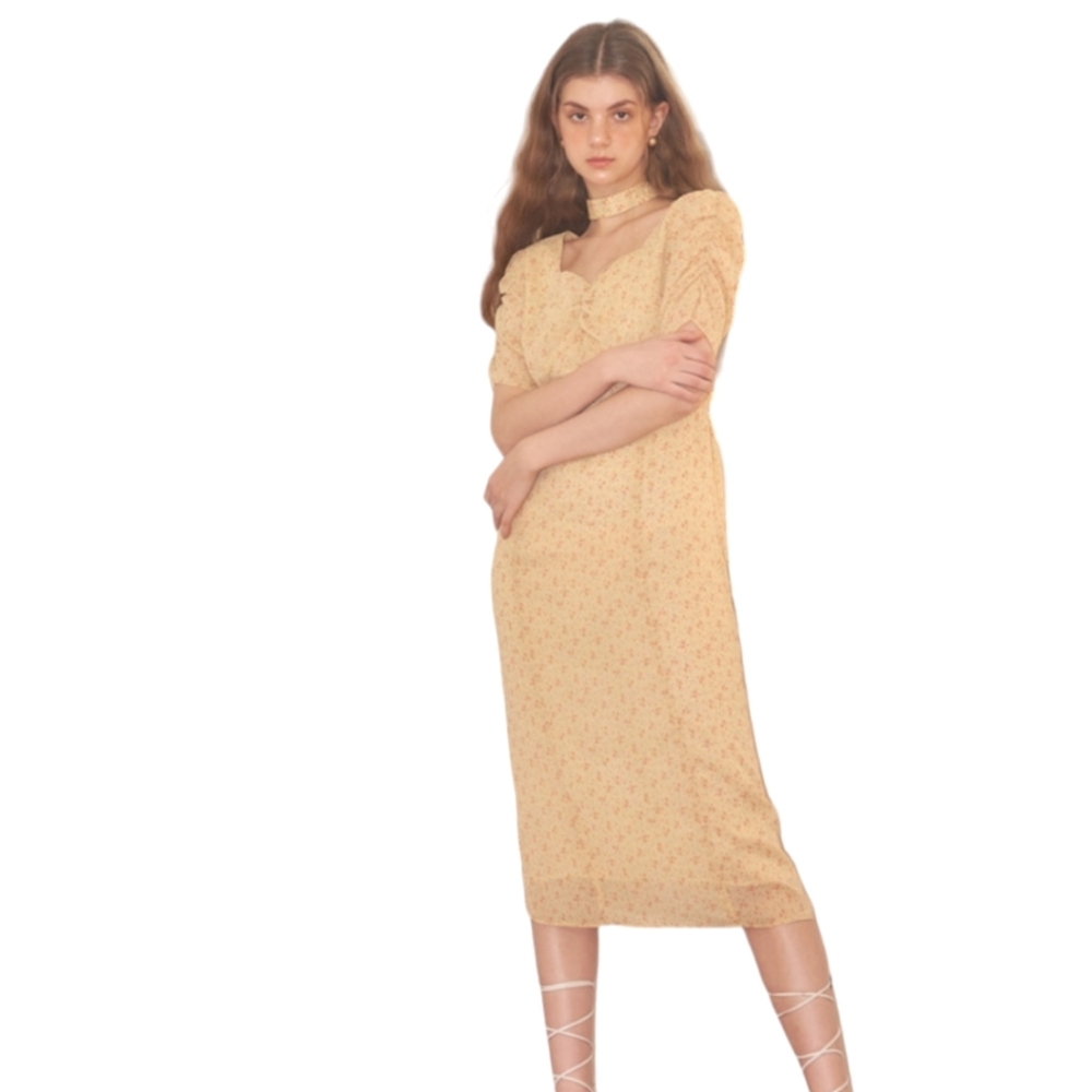 Salon de Yohn Dress Yellow Ditsy Floral Short Sleeve